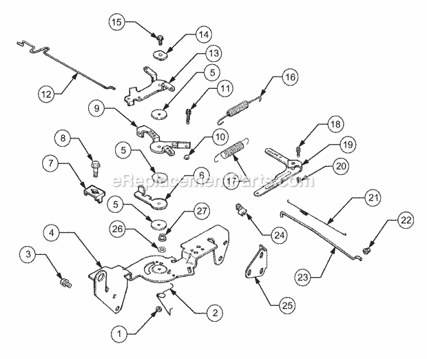 Engine Controls Diagram and Parts List for GT2523-54 13A-2A8K710 Cub Cadet Lawn Tractor